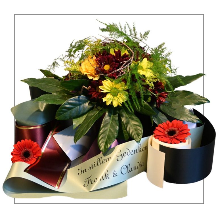 Trauergesteck mit Schleifendruck Blumenshop Marktkauf Oschatz