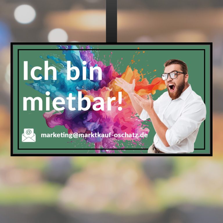 Monitorwerbung Kassenbereich Marktkauf Oschatz