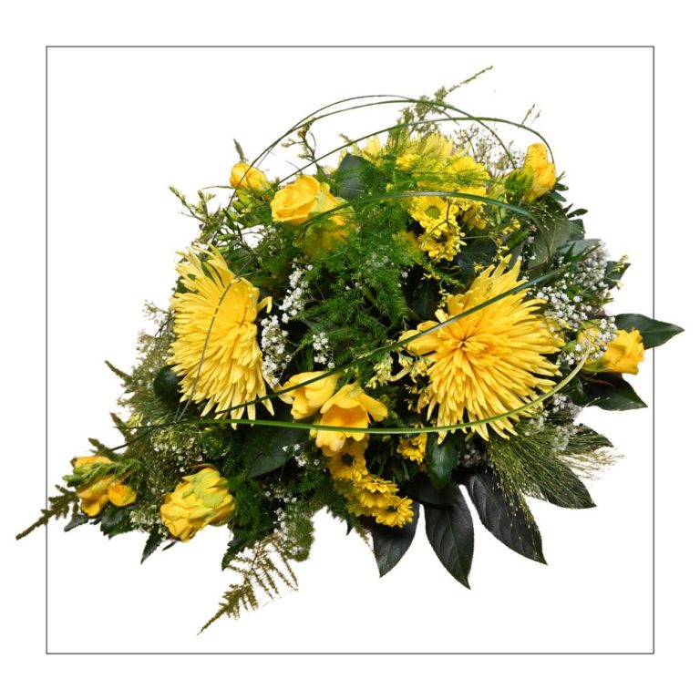Trauergesteck in gelb Blumenshop Marktkauf Oschatz