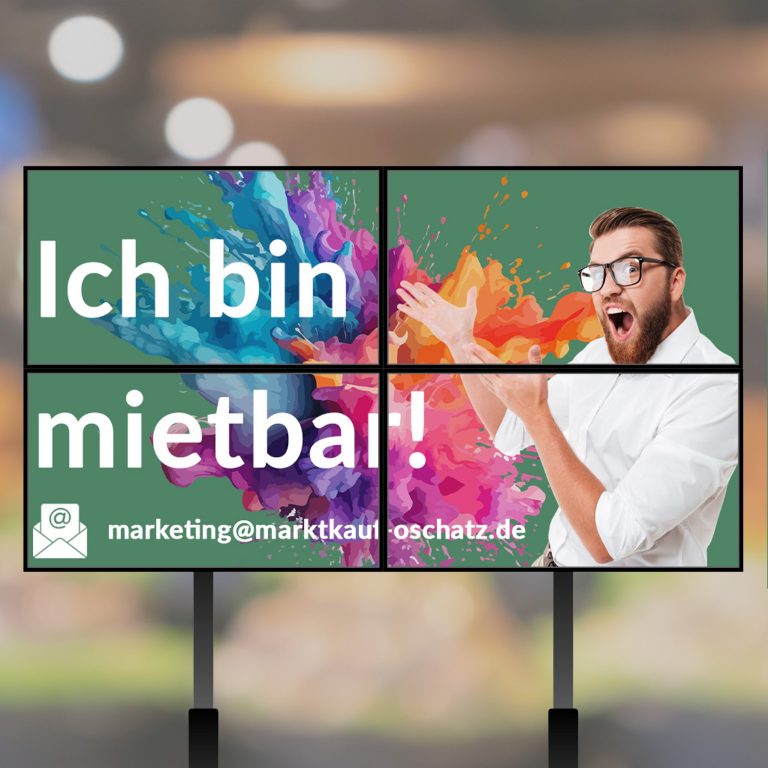 Monitorwerbung Obst- und Gemüseabteilung Marktkauf Oschatz